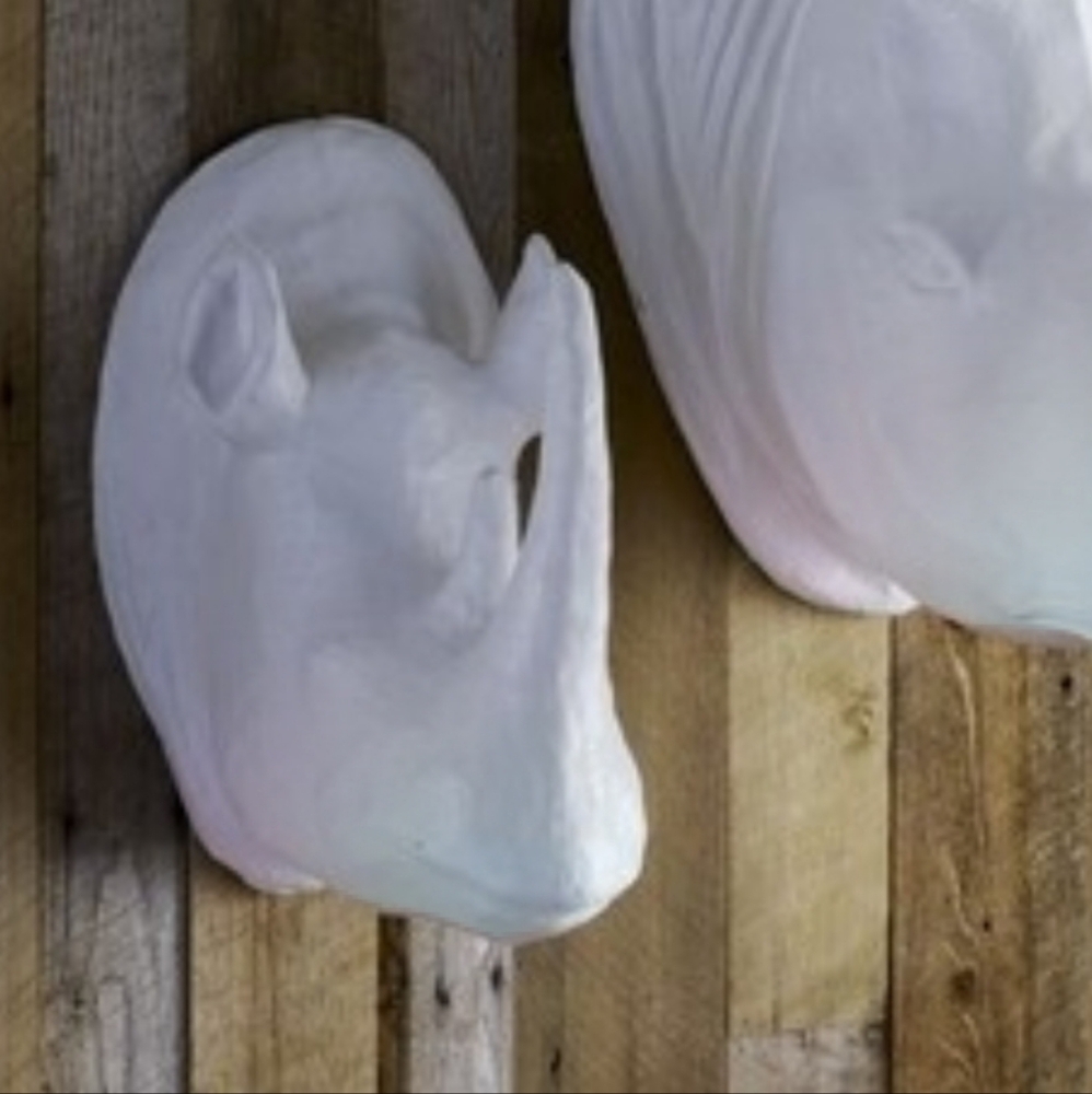 Discontinued West Elm Rhino Paper Mache Wall Sculpture